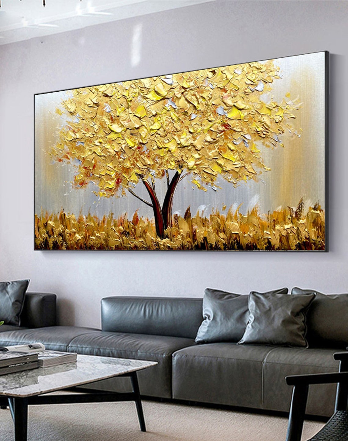 Árvore Dourada Florescente em  - Resin Art On Canvas avaliação e preço