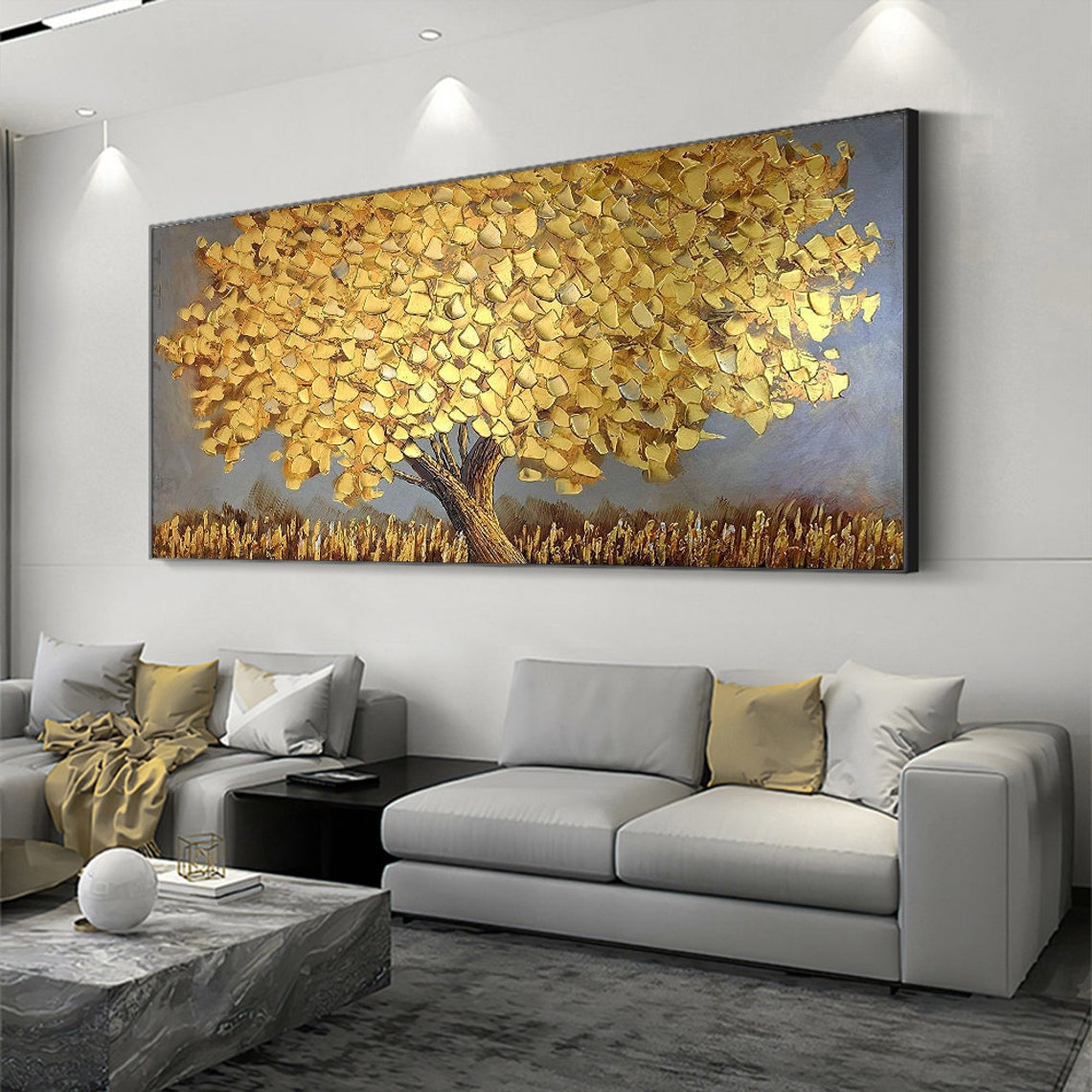 Árvore Dourada Florescente em  - Resin Art On Canvas avaliação e preço